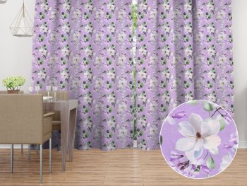 Dekorační závěs PML-044 Květy magnolie na fialovém - Biante.cz Dekorační závěs PML-044 Květy magnolie na fialovém - Biante.cz