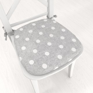 Oblý podsedák Porto PRT-018 Biele bodky na sivom režnom - 39x37x3 cm - Biante.sk