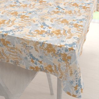 Sametový obdélníkový ubrus Tamara TMR-043 Hnědo-modré designové rostliny - Biante.cz