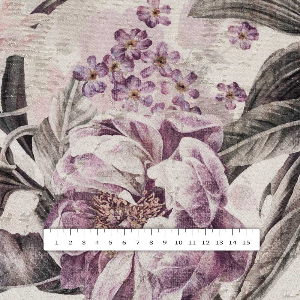 Dekorační látka Parma PM-112 Fialové květy na smetanovém - šířka 150 cm - detail 4 - Biante.cz