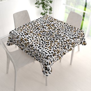 Bavlněný čtvercový ubrus Sandra SA-409 Leopardí vzor na bílém - detail 1 - Biante.cz Bavlněný čtvercový ubrus Sandra SA-409 Leopardí vzor na bílém - detail 1 - Biante.cz