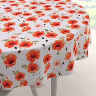 Teflonový kulatý ubrus TF-133 Červenooranžové vlčí máky na bílém - Biante.cz Teflonový kulatý ubrus TF-133 Červenooranžové vlčí máky na bílém - Biante.cz