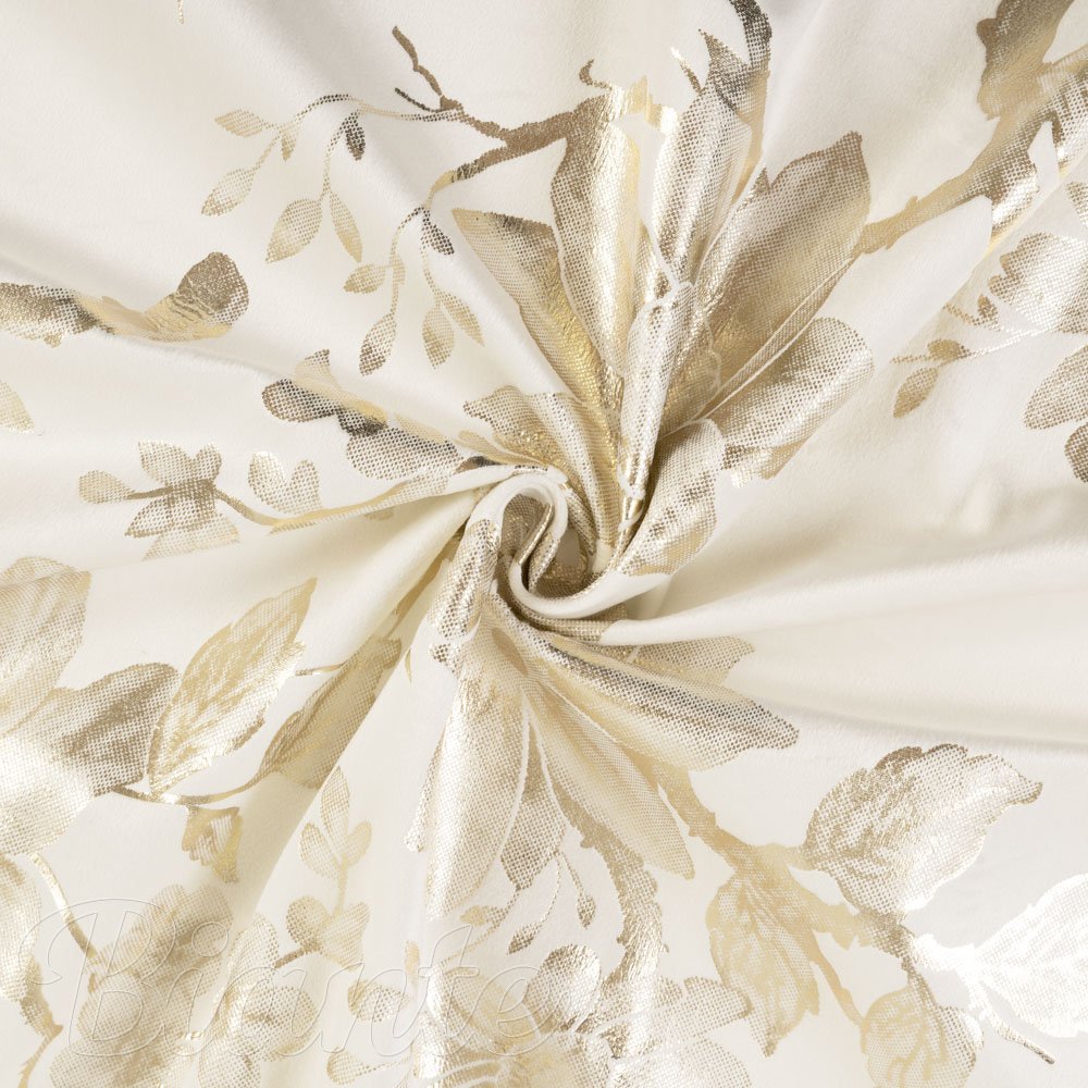 Sametová látka Isabela Flower IBL-022 Zlaté květy na smetanovém - šířka 295 cm - detail 2 - Biante.cz