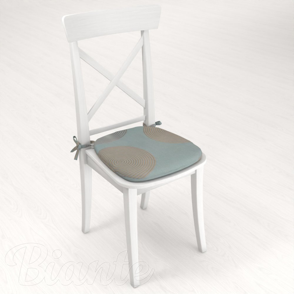 Sametový oblý podsedák Tamara TMR-058 Designové kruhy na modrošedém - 39x37x3 cm - detail 2 - Biante.cz