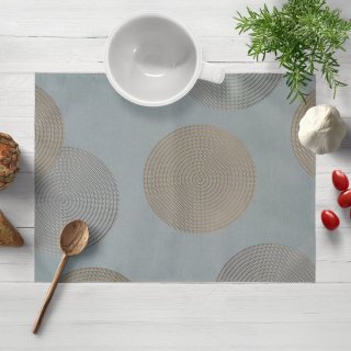 Sametové prostírání na stůl Tamara TMR-058 Designové kruhy na modrošedém - Biante.cz Sametové prostírání na stůl Tamara TMR-058 Designové kruhy na modrošedém - Biante.cz
