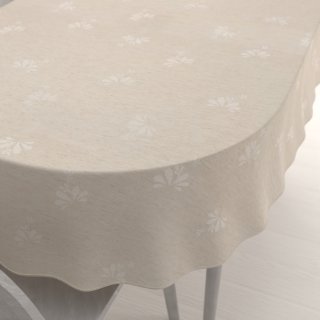 Teflonový oválný ubrus TF-076 Květinový ornament na režném - Biante.cz