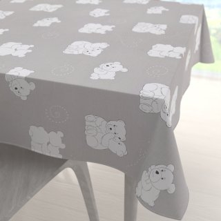 Dětský bavlněný čtvercový ubrus Sandra SA-733 Zamilovaní lední medvědi na světle šedém - Biante.cz