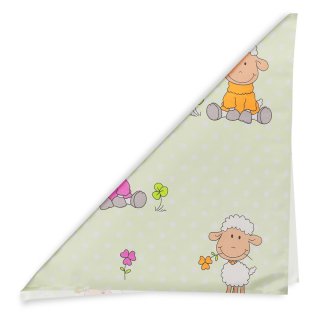 Detská bavlnená šatka Sandra SA-729 Veselé ovečky na svetlo zelenom bodkovanom - detail 1 - Biante.sk