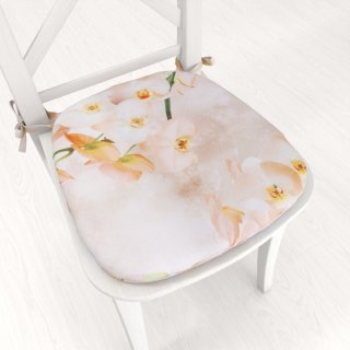 Teflonový oblý podsedák TF-045 Orchideje na béžovém - 39x37x3 cm - Biante.cz