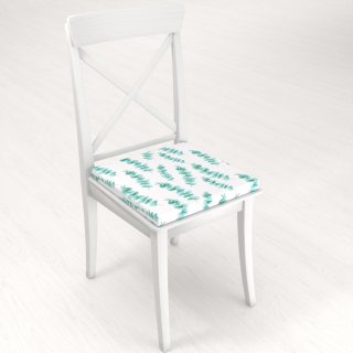 Teflonový čtvercový podsedák TF-089 Tyrkysové listy eukalyptu na bílém - 38x38x3 cm - detail 1 - Biante.cz