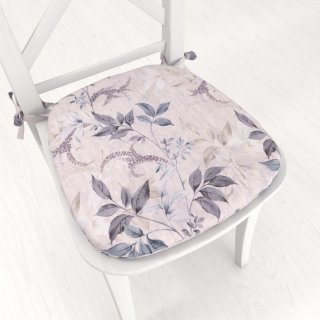 Oblý podsedák PML-053 Pnoucí lístky na béžovém - 39x37x3 cm - Biante.cz