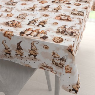 Bavlnený obdĺžnikový obrus Sandra SA-663 Hnedí škriatkovia s perníčkami na bielom - Biante.sk Bavlnený obdĺžnikový obrus Sandra SA-663 Hnedí škriatkovia s perníčkami na bielom - Biante.sk