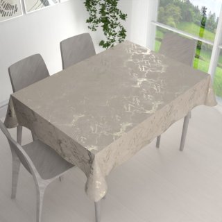 Veľký zamatový obdĺžnikový obrus Isabela IBL-018 Zlatý/dymový mramor na púdrovo béžovom - detail 1 - Biante.sk