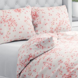 Bavlnené posteľné obliečky Sandra SA-633 Ružové čerešňové kvety na bielom - Biante.sk Bavlnené posteľné obliečky Sandra SA-633 Ružové čerešňové kvety na bielom - Biante.sk