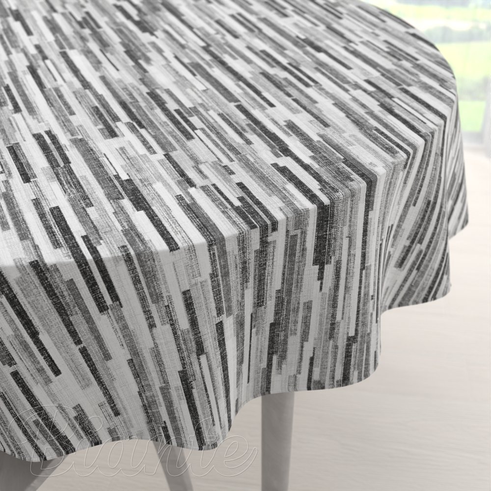Dekorační kulatý ubrus Leona LN-175 Šedo-černé proužky - Biante.cz