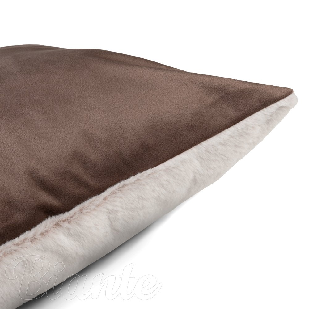 Plyšový dekorační povlak na polštář PL-003 Světle béžový/světle hnědý - detail 1 - Biante.cz