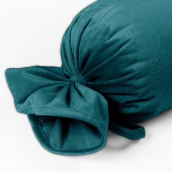 Sametový polštář válec bonbon Velvet Premium SVP-025 Petrolejový - detail 1 - Biante.cz