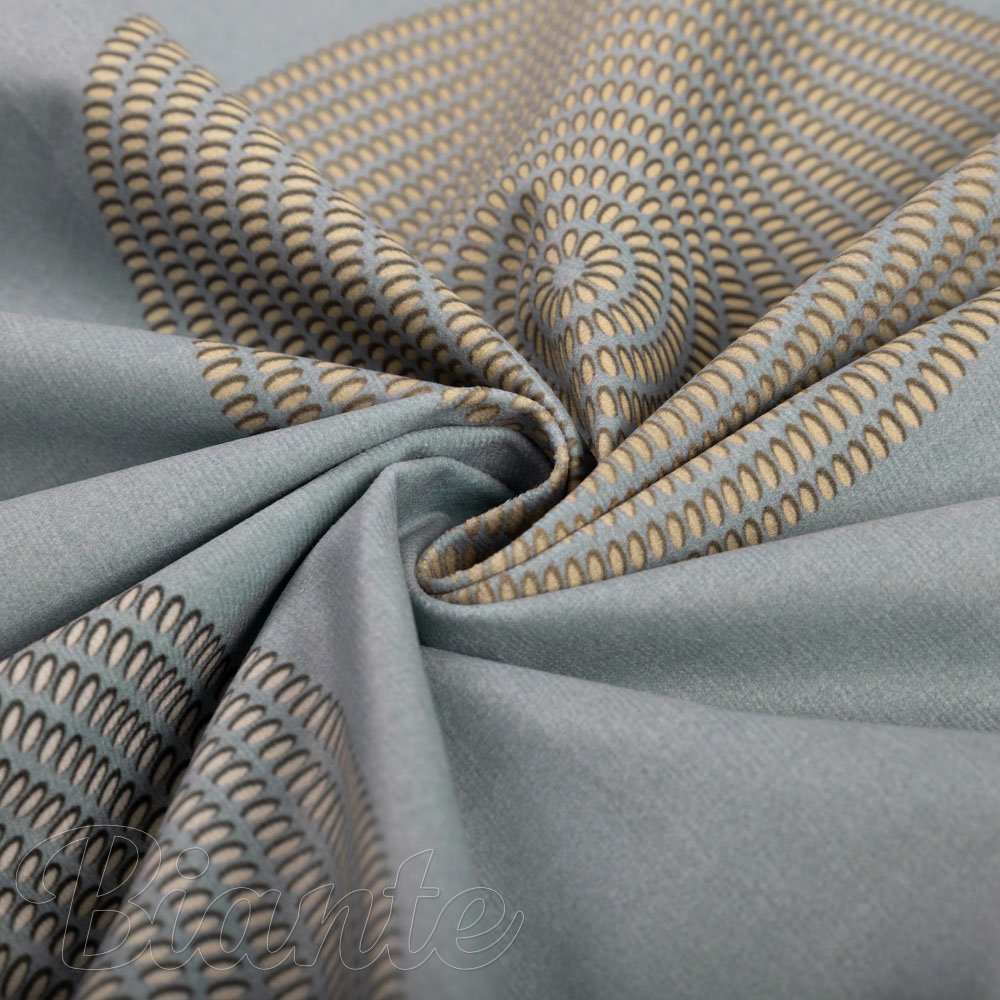Sametová látka Tamara TMR-058 Designové kruhy na modrošedém - šířka 150 cm - detail 3 - Biante.cz
