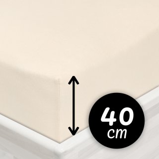 Jersey napínací prostěradlo na extra vysokou matraci JR-002 Smetanové - Biante.cz