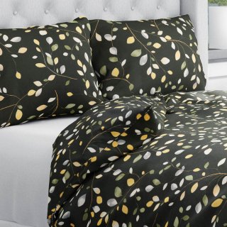 Bavlněné ložní povlečení Sandra SA-722 Větvičky s lístky na tmavě zeleném - Biante.cz Bavlněné ložní povlečení Sandra SA-722 Větvičky s lístky na tmavě zeleném - Biante.cz
