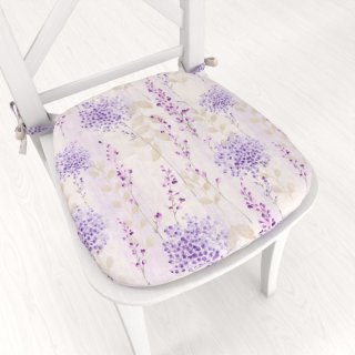 Oblý podsedák PML-069 Fialové kvety na bielom - 39x37x3 cm - Biante.sk