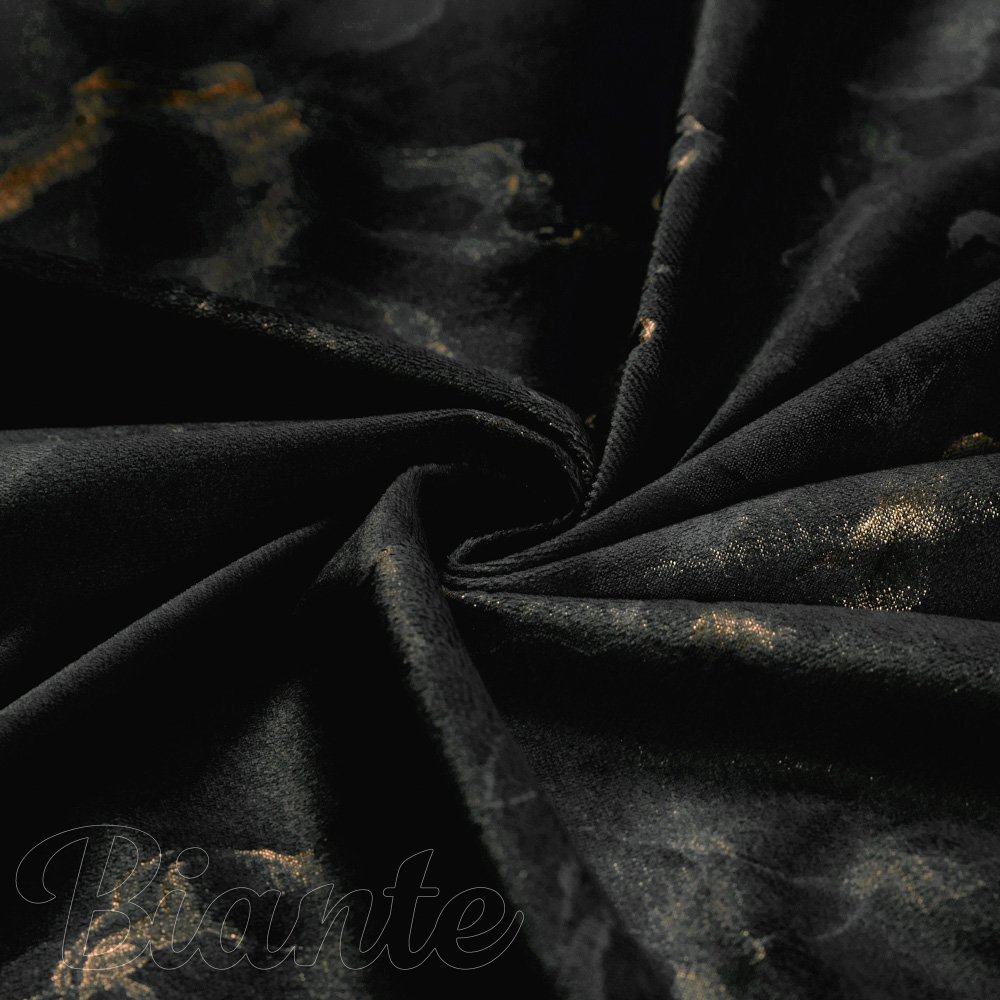 Sametová látka Isabela IBL-021 Zlatý/kouřový mramor na černém - šířka 280 cm - detail 2 - Biante.cz