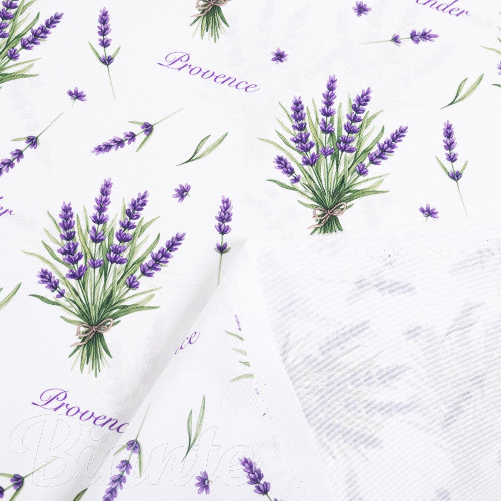 Dekoračná látka Rongo RGP-508 Vetvičky levandúľ Provence na bielom - šírka 155 cm - detail 6 - Biante.sk