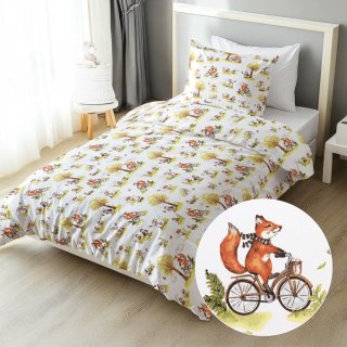 Dětské bavlněné ložní povlečení Sandra SA-697 Lišky na kolách - zelené na bílém - Biante.cz Dětské bavlněné ložní povlečení Sandra SA-697 Lišky na kolách - zelené na bílém - Biante.cz