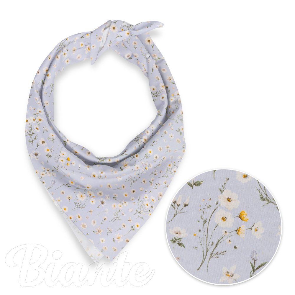 Bavlněný šátek Sandra SA-617 Kopretinky na světle modrém - Biante.cz