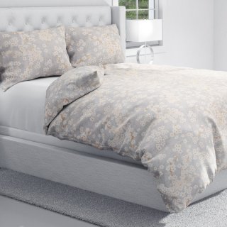 Bavlnené posteľné obliečky Sandra SA-634 Biele čerešňové kvety na sivom - detail 1 - Biante.sk