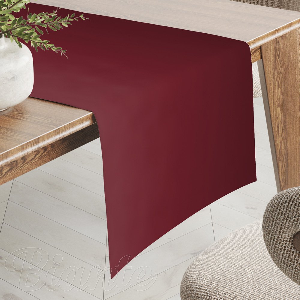 Teflonový běhoun na stůl TF-095 Vínově červený bez vzoru - Biante.cz