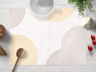 Sametové prostírání na stůl Tamara TMR-023 Žluté a šedé designové kruhy na smetanovém - Biante.cz Sametové prostírání na stůl Tamara TMR-023 Žluté a šedé designové kruhy na smetanovém - Biante.cz