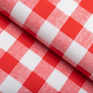 PVC obrus Červeno-biela kocka PV-021 - metráž š. 140 cm - Biante.sk