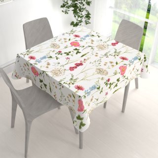 Bavlněný čtvercový ubrus Sandra SA-667 Velké luční kvítí na bílém - detail 1 - Biante.cz Bavlněný čtvercový ubrus Sandra SA-667 Velké luční kvítí na bílém - detail 1 - Biante.cz