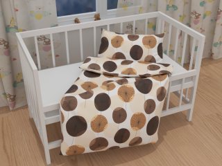 Dětské bavlněné povlečení do postýlky Sandra SA-488 Hnědo-béžové designové pampelišky - detail 1 - Biante.cz Dětské bavlněné povlečení do postýlky Sandra SA-488 Hnědo-béžové designové pampelišky - detail 1 - Biante.cz