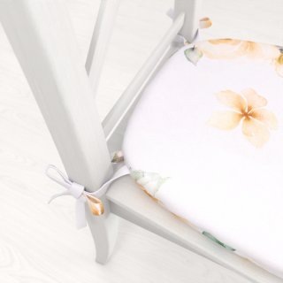 Teflonový oblý podsedák TF-043 Žluté růže na bílém - 39x37x3 cm - detail 1 - Biante.cz