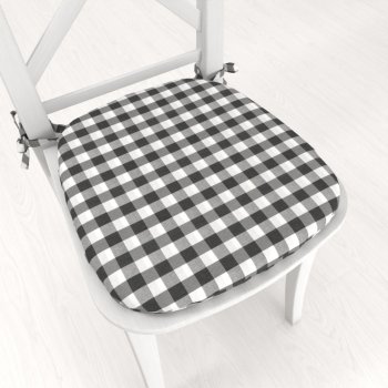 Oblý podsedák Rebeka RE-011 Šedo-bílá kostka střední - 39x37x3 cm - Biante.cz