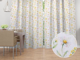 Dekoračný záves TF-135 Maľované žlto-zelené lúčne kvietky na bielom - Biante.sk Dekoračný záves TF-135 Maľované žlto-zelené lúčne kvietky na bielom - Biante.sk