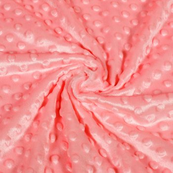 Dětská látka Minky 3D puntíky MKP-036 Korálově růžová - šířka 150 cm