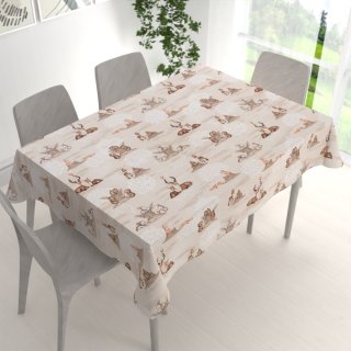 Detský bavlnený obdĺžnikový obrus Sandra SA-698 Hnedé lesné zvieratká na béžovom - detail 1 - Biante.sk Detský bavlnený obdĺžnikový obrus Sandra SA-698 Hnedé lesné zvieratká na béžovom - detail 1 - Biante.sk