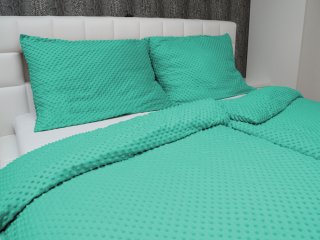 Hrejivé posteľné obliečky Minky 3D bodky MKP-047 Tyrkysovo zelené - detail 1 - Biante.sk
