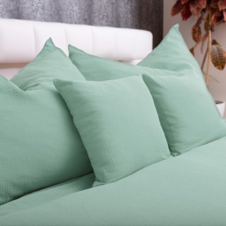 Mušelínové posteľné obliečky Nature MSN-020 Pastelovo šalviové - detail 1 - Biante.sk Mušelínové posteľné obliečky Nature MSN-020 Pastelovo šalviové - detail 1 - Biante.sk