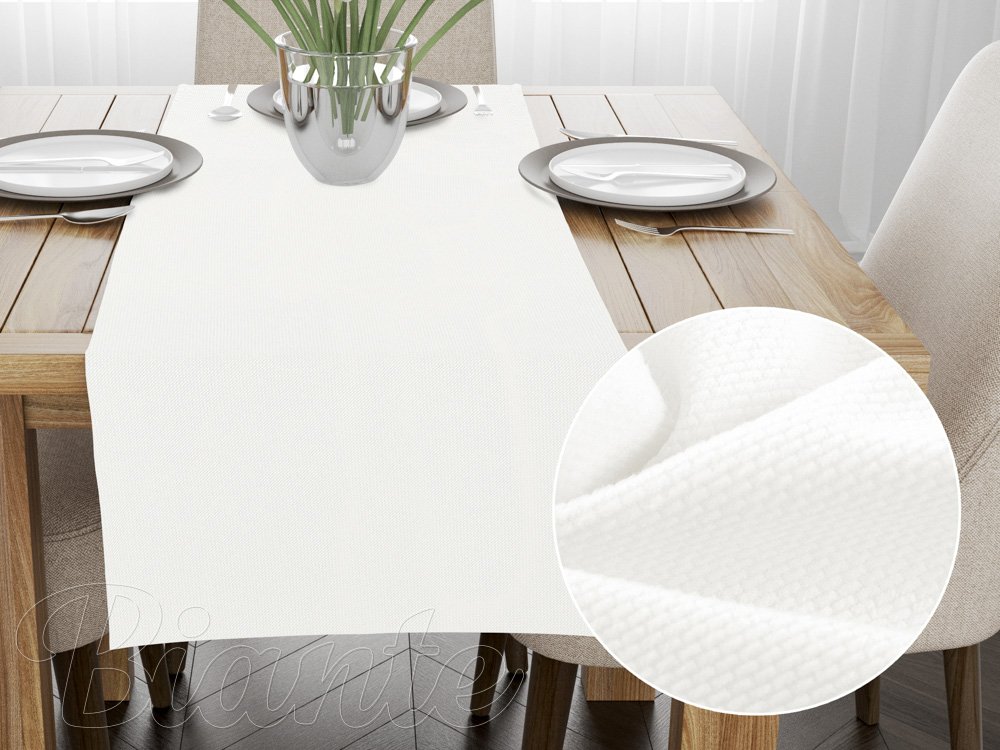 Zamatový behúň na stôl Velvet Brick SVB-202 Smotanovo biely - Biante.sk