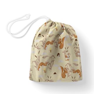 Bavlněný pytlík/sáček na přezůvky Sandra SA-700 Veverky a ježci na světle vanilkovém - Biante.cz Bavlněný pytlík/sáček na přezůvky Sandra SA-700 Veverky a ježci na světle vanilkovém - Biante.cz