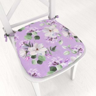 Oblý podsedák PML-044 Kvety magnólie na fialovom - 39x37x3 cm - Biante.sk