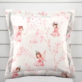 Dětský bavlněný povlak na polštář s lemem Sandra SA-684 Růžové víly na bílém - Biante.cz Dětský bavlněný povlak na polštář s lemem Sandra SA-684 Růžové víly na bílém - Biante.cz