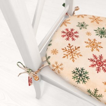 Oblý podsedák Leona LN-179 Barevné vločky na béžovém - 39x37x3 cm - detail 1 - Biante.cz Oblý podsedák Leona LN-179 Barevné vločky na béžovém - 39x37x3 cm - detail 1 - Biante.cz
