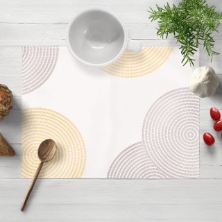 Sametové prostírání na stůl Tamara TMR-023 Žluté a šedé designové kruhy na smetanovém - Biante.cz Sametové prostírání na stůl Tamara TMR-023 Žluté a šedé designové kruhy na smetanovém - Biante.cz