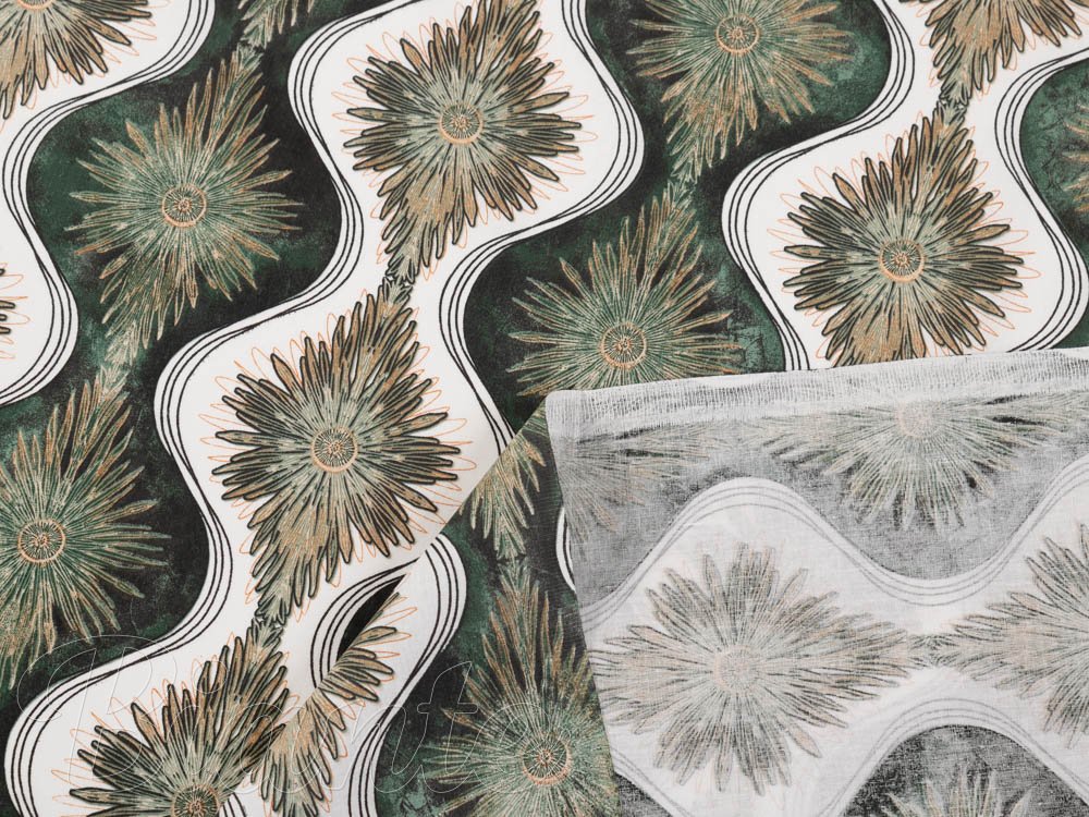 Bavlněná látka/plátno Sandra SA-542 Okrasné hvězdy na zeleném/bílém - šířka 160 cm - detail 3 - Biante.cz