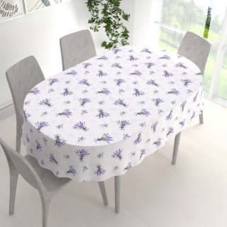 Teflonový oválný ubrus TF-128 Snítky levandulí na bílém - detail 1 - Biante.cz Teflonový oválný ubrus TF-128 Snítky levandulí na bílém - detail 1 - Biante.cz